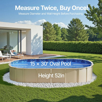 Oval Pool Liner 15x30ft Unibead Style Pool Liner 52in Wall Height - Image 3