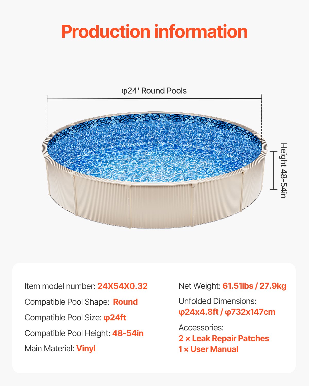 Round Pool Liner 24ft Overlap Style Pool Liner 54in Wall Height - Image 7