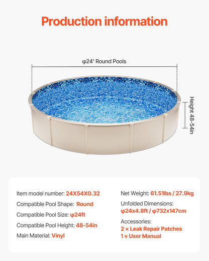 Round Pool Liner 24ft Overlap Style Pool Liner 54in Wall Height - Image 7