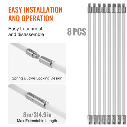 8 m Chimney Sweep Kit, w/ 8Reinforced Nylon Flexible Rods, Ergonomic Chimney Cleaning Brush, 360-Degree Brush Chimney Cleaner, Rich Accessories for Fireplace Flue Home Use Fits most Pipes - Image 4