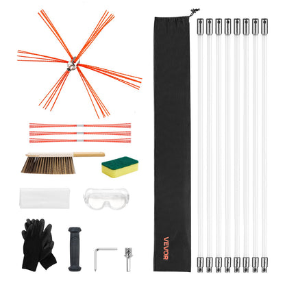 Chimney Sweep Kit, 8m Maximum Extendable Length Chimney Brush, Chimneys Cleaning Kit with Bristle Replacements & Goggles, 90° Bendable Fireplace Cleaning Tool, for Square, Rectangle Chimneys - Image 9