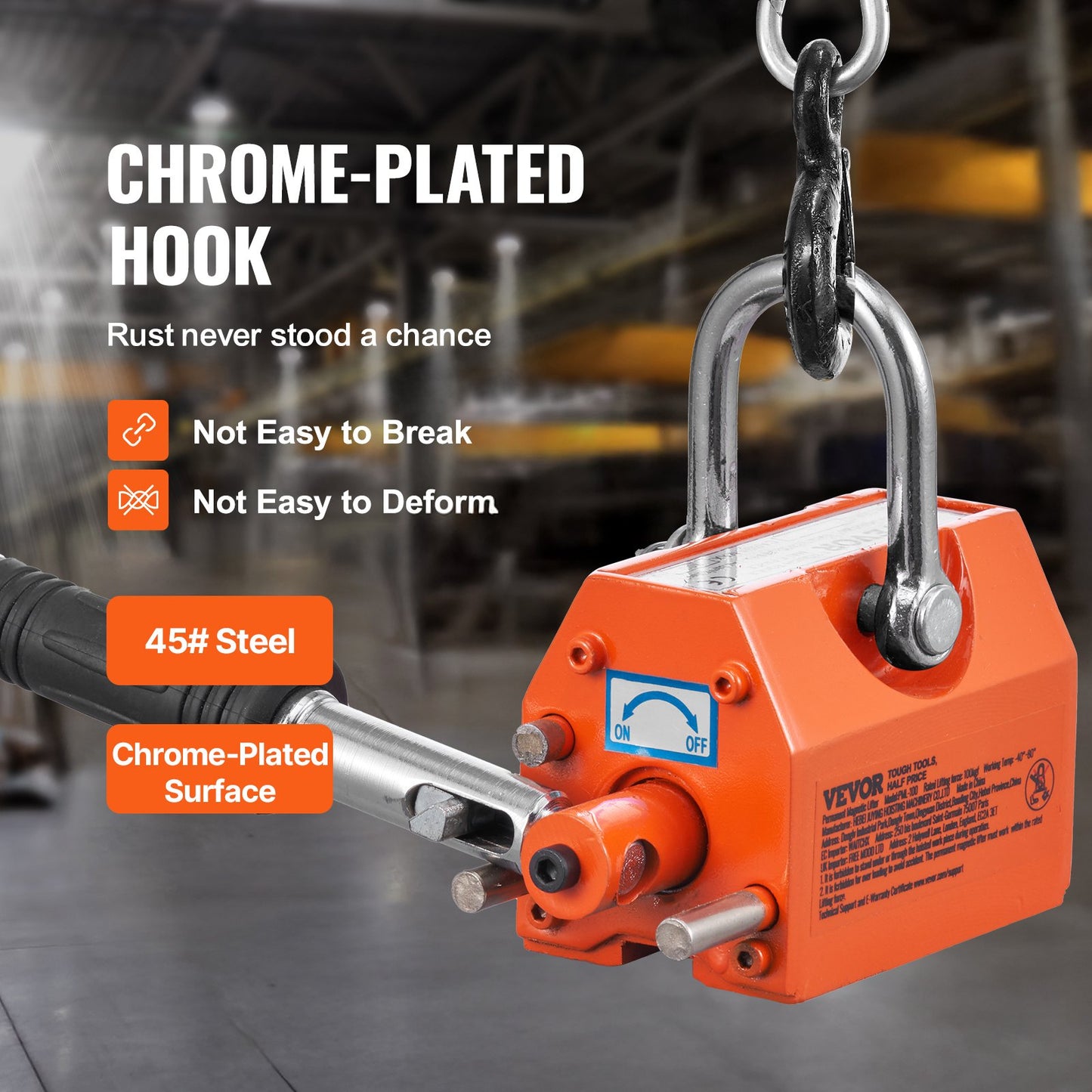 Magnetic Lifter, 100 kg/220 lbs Pulling Capacity, 2.5 Safety Factor, Neodymium & Steel, Lifting Magnet with Release, Permanent Lift Magnets, Heavy Duty Magnet for Hoist, Shop Crane, Block, Board - Image 4