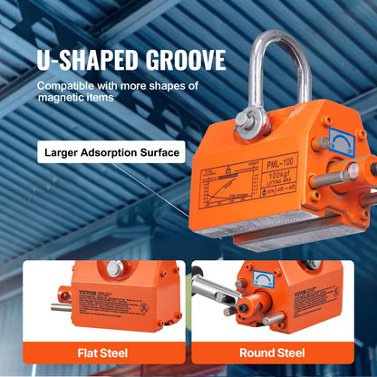 Magnetic Lifter, 100 kg/220 lbs Pulling Capacity, 2.5 Safety Factor, Neodymium & Steel, Lifting Magnet with Release, Permanent Lift Magnets, Heavy Duty Magnet for Hoist, Shop Crane, Block, Board - Image 6