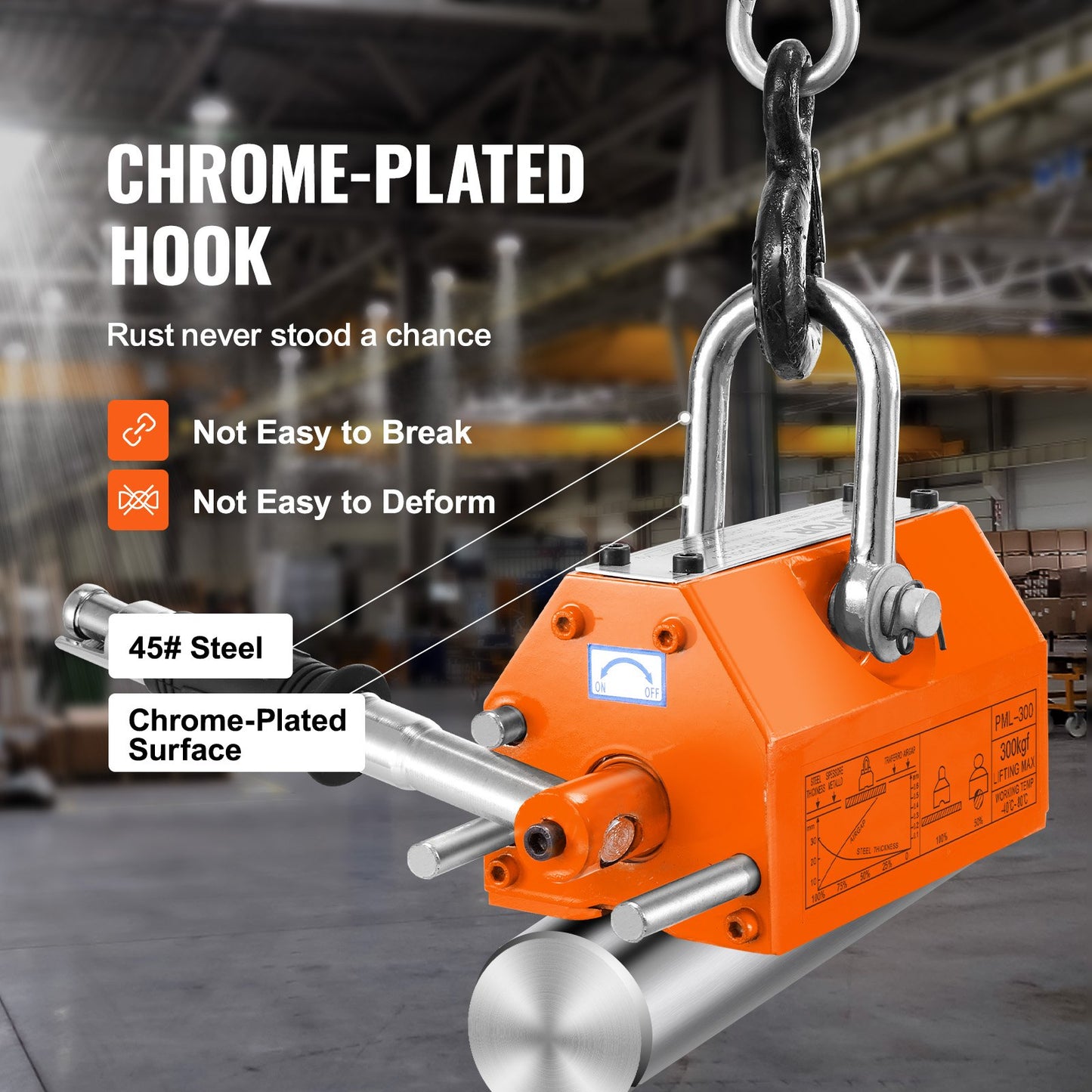 Magnetic Lifter, 300 kg Pulling Capacity, 2.5 Safety Factor, Neodymium & Steel, Lifting Magnet with Release, Permanent Lift Magnets, Heavy Duty Magnet for Hoist, Shop Crane, Block, Board - Image 4