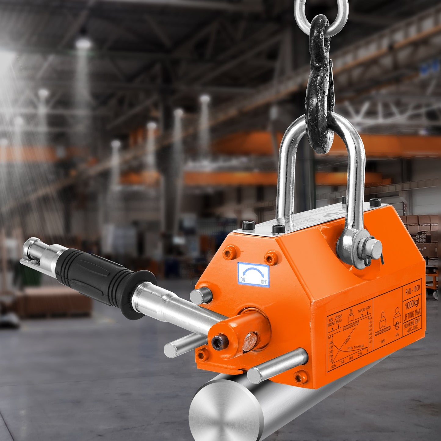 Magnetic Lifter, 1000kg Pulling Capacity, 2.5 Safety Factor, Neodymium & Steel, Lifting Magnet with Release, Permanent Lift Magnets, Heavy Duty Magnet for Hoist, Shop Crane, Block, Board - Image 8