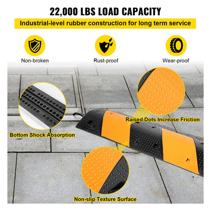 Rubber Speed Bump, 2 Pack 2 Channel Speed Bump Hump, 42\" Long Modular Speed Bump Rated 22000 LBS Load Capacity, 40.2 x 11.8 x 2.4 inch Garage Speed Bump for Asphalt Concrete Gravel Driveway - Image 4