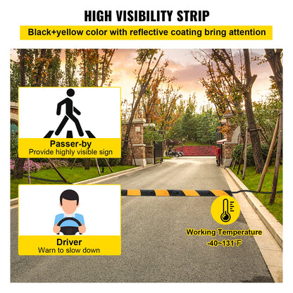 Rubber Speed Bump, 2 Pack 2 Channel Speed Bump Hump, 42\" Long Modular Speed Bump Rated 22000 LBS Load Capacity, 40.2 x 11.8 x 2.4 inch Garage Speed Bump for Asphalt Concrete Gravel Driveway - Image 5