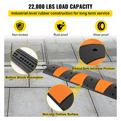 Rubber Speed Bump, 1 Pack 2 Channel Speed Bump Hump, 72.8\" Long Modular Speed Bump Rated 22000 LBS Load Capacity, 72.8 x 12.2 x 2.2 Garage Speed Bump for Asphalt Concrete Gravel Driveway-6 FT - Image 4