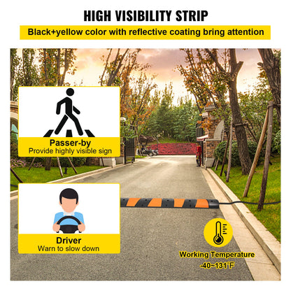 Rubber Speed Bump, 1 Pack 2 Channel Speed Bump Hump, 72.8\" Long Modular Speed Bump Rated 22000 LBS Load Capacity, 72.8 x 12.2 x 2.2 Garage Speed Bump for Asphalt Concrete Gravel Driveway-6 FT - Image 5