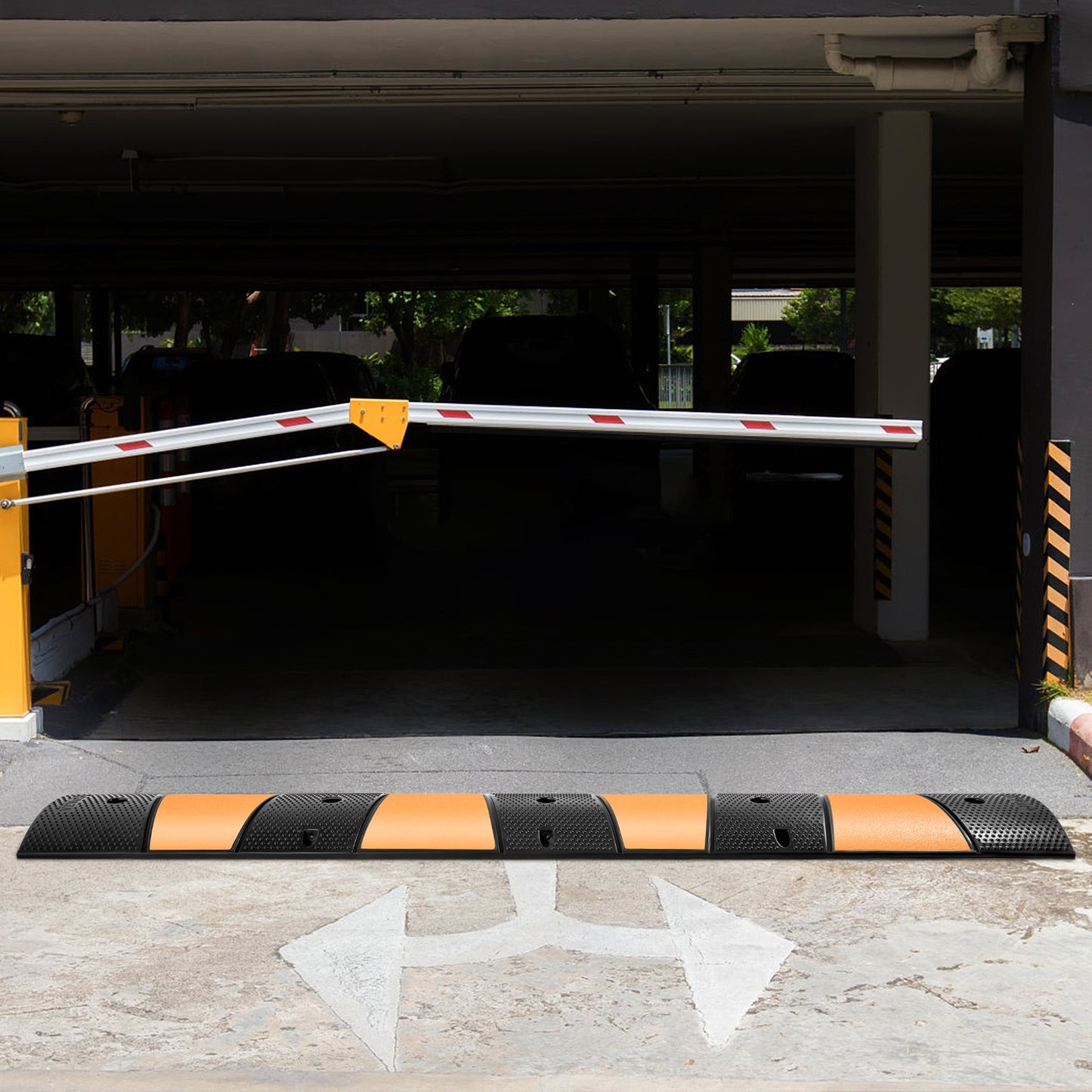 Rubber Speed Bump, 1 Pack 2 Channel Speed Bump Hump, 72.8\" Long Modular Speed Bump Rated 22000 LBS Load Capacity, 72.8 x 12.2 x 2.2 Garage Speed Bump for Asphalt Concrete Gravel Driveway-6 FT - Image 8