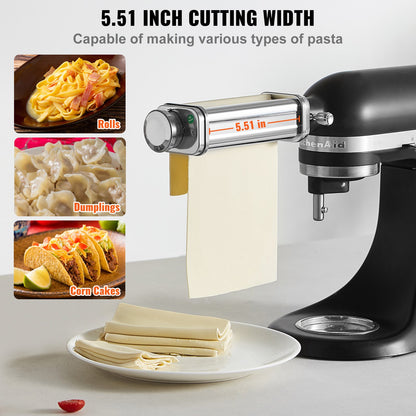 Pasta Attachment for KitchenAid Stand Mixer, Stainless Steel Pasta Sheet Roller Attachment, Pasta Maker Machine Accessory with 8 Adjustable Thickness Knob, KitchenAid Pasta Attachment by VEVOR - Image 4