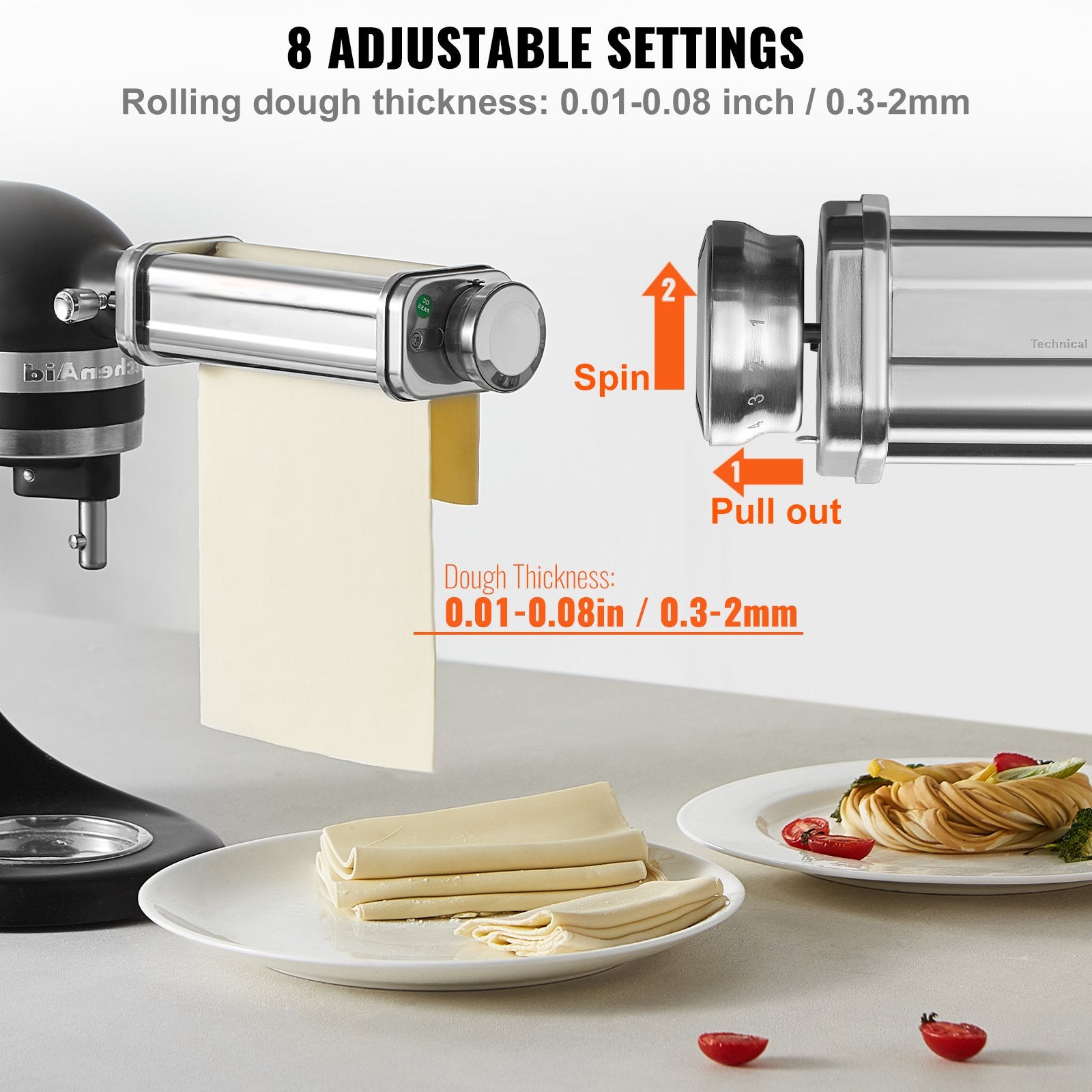 3Pcs Pasta Attachment for KitchenAid Stand Mixer Pasta Roller Cutter Set - Image 3