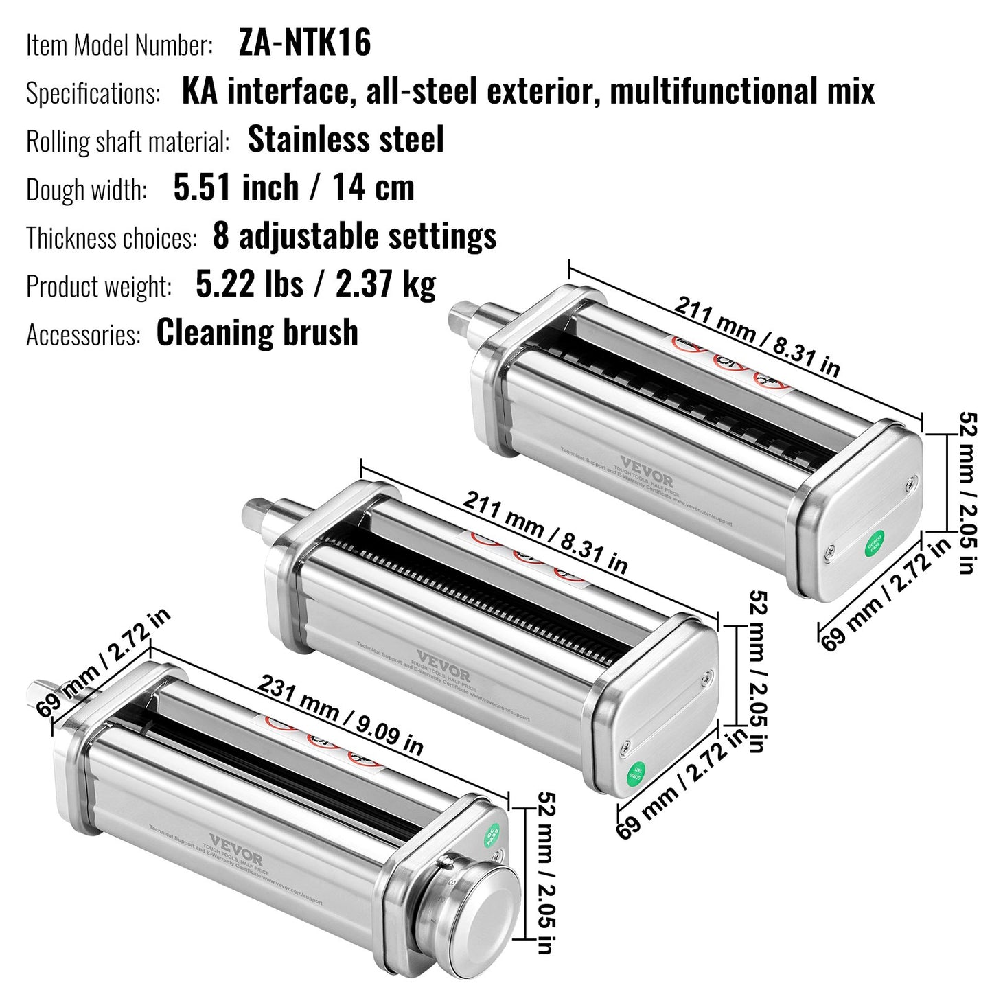 3Pcs Pasta Attachment for KitchenAid Stand Mixer Pasta Roller Cutter Set - Image 7