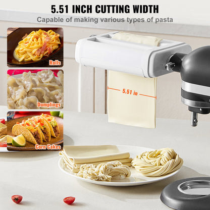 Pasta Attachment for KitchenAid Stand Mixer, 3-IN-1 Stainless Steel Pasta Roller Cutter Set Including Pasta Sheet Roller, Spaghetti and Fettuccine Cutter, 8 Adjustable Thickness Knob Pasta Maker - Image 4