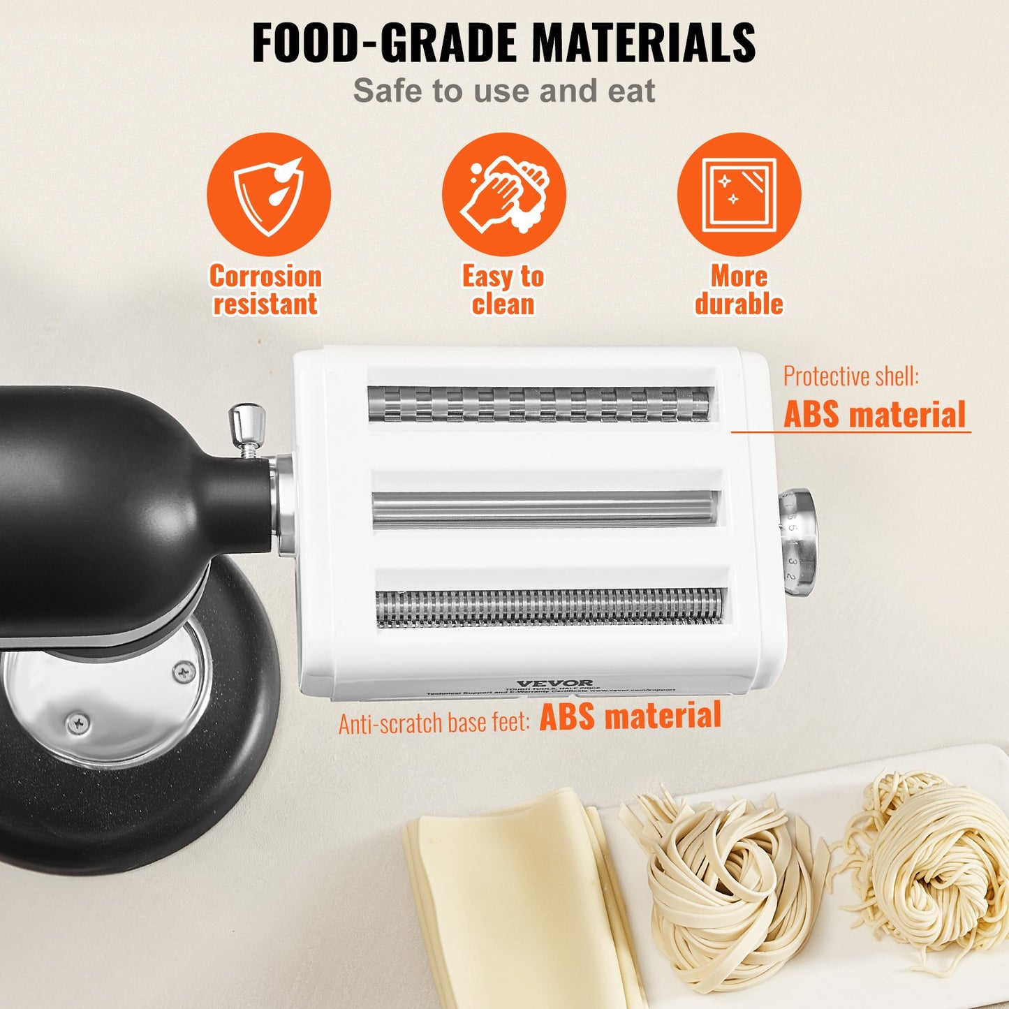 Pasta Attachment for KitchenAid Stand Mixer, 3-IN-1 Stainless Steel Pasta Roller Cutter Set Including Pasta Sheet Roller, Spaghetti and Fettuccine Cutter, 8 Adjustable Thickness Knob Pasta Maker - Image 5