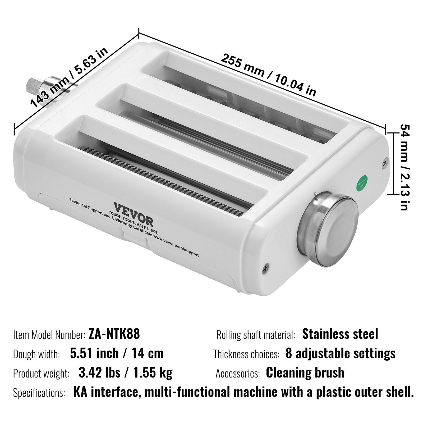 Pasta Attachment for KitchenAid Stand Mixer, 3-IN-1 Stainless Steel Pasta Roller Cutter Set Including Pasta Sheet Roller, Spaghetti and Fettuccine Cutter, 8 Adjustable Thickness Knob Pasta Maker - Image 7