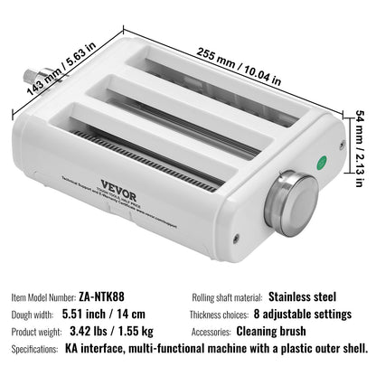 Pasta Attachment for KitchenAid Stand Mixer, 3-IN-1 Stainless Steel Pasta Roller Cutter Set Including Pasta Sheet Roller, Spaghetti and Fettuccine Cutter, 8 Adjustable Thickness Knob Pasta Maker - Image 7