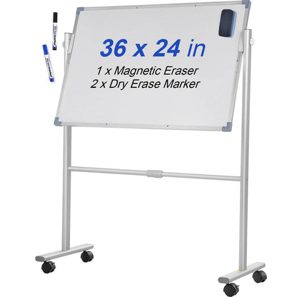 Mobile Dry Erase Board Magnetic Whiteboard w/ Stand 60 x 90cm Double Sided - Image 9