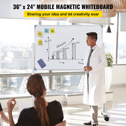 Mobile Dry Erase Board Magnetic Whiteboard w/ Stand 60 x 90cm Double Sided - Image 2