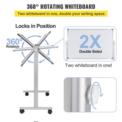 Mobile Dry Erase Board Magnetic Whiteboard w/ Stand 60 x 90cm Double Sided - Image 4