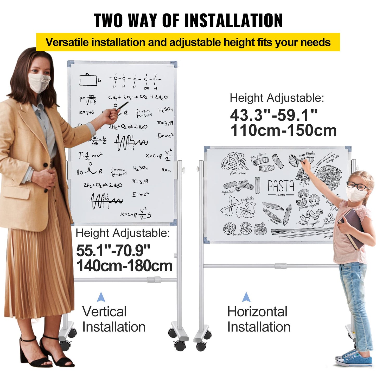 Mobile Dry Erase Board Magnetic Whiteboard w/ Stand 60 x 90cm Double Sided - Image 5