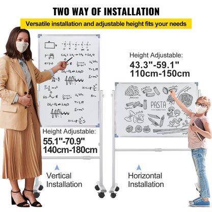 Mobile Dry Erase Board Magnetic Whiteboard w/ Stand 60 x 90cm Double Sided - Image 5