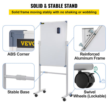 Mobile Dry Erase Board Magnetic Whiteboard w/ Stand 60 x 90cm Double Sided - Image 6