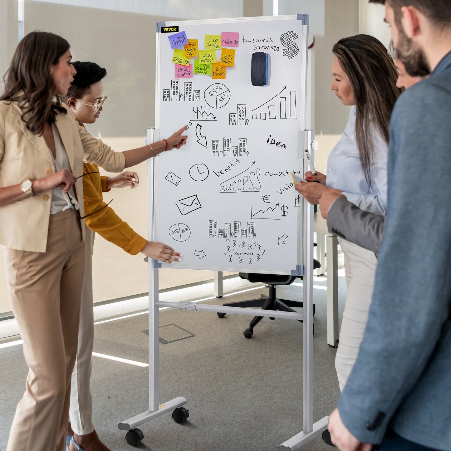 Mobile Dry Erase Board Magnetic Whiteboard w/ Stand 60 x 90cm Double Sided - Image 8