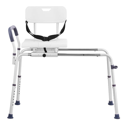 Sliding Tub Transfer Bench Shower Chair & Cut-Out Seat Reversible Backrest - Image 9