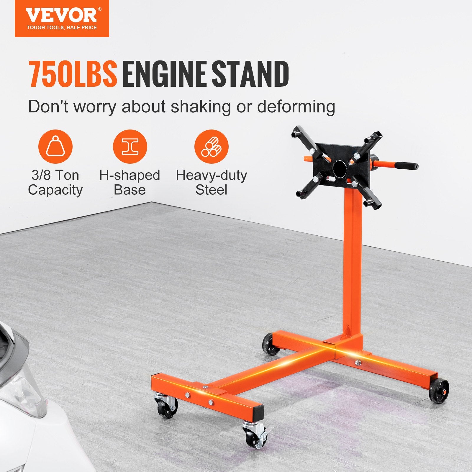 Engine Stand 750LBS Motor Hoist Dolly 360 Degree Adjustable Mounting Head - Image 2