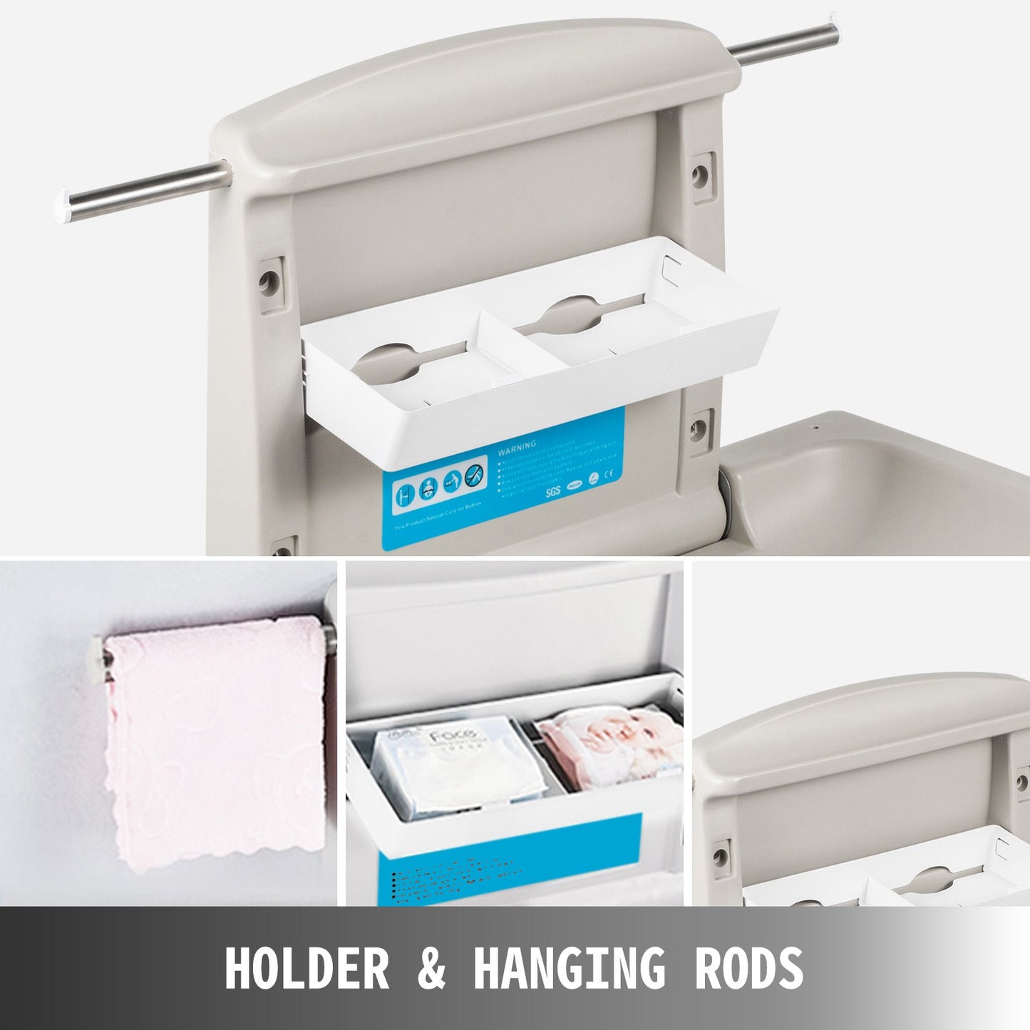 Horizontal Baby Changing Table Wall-mounted Baby Diaper Changing Station Vertical Fold Down Baby Changing Table - Image 4
