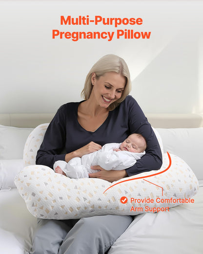 Pregnancy Pillows, Adjustable Maternity Pillow for Pregnant Women, Soft Pregnancy Body Pillow with Removable & Washable Cover for Back Belly Hip Support, Lightweight and Portable - Image 6