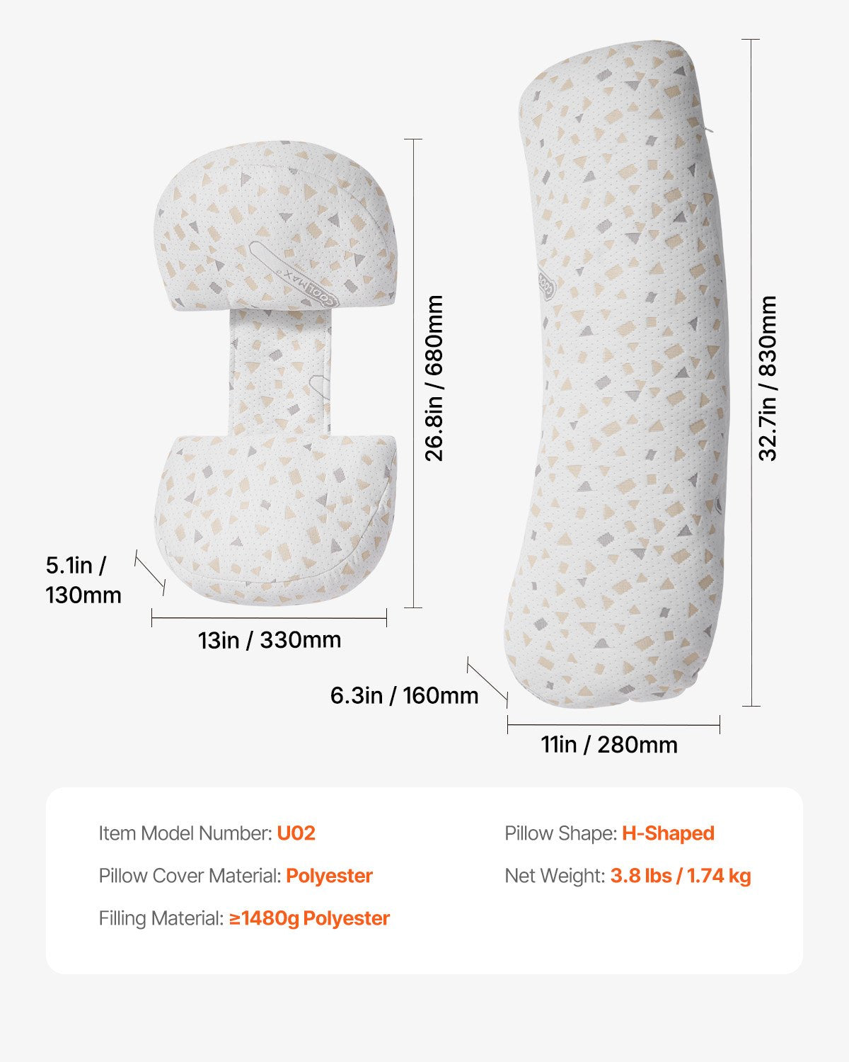 Pregnancy Pillows, Adjustable Maternity Pillow for Pregnant Women, Soft Pregnancy Body Pillow with Removable & Washable Cover for Back Belly Hip Support, Lightweight and Portable - Image 7