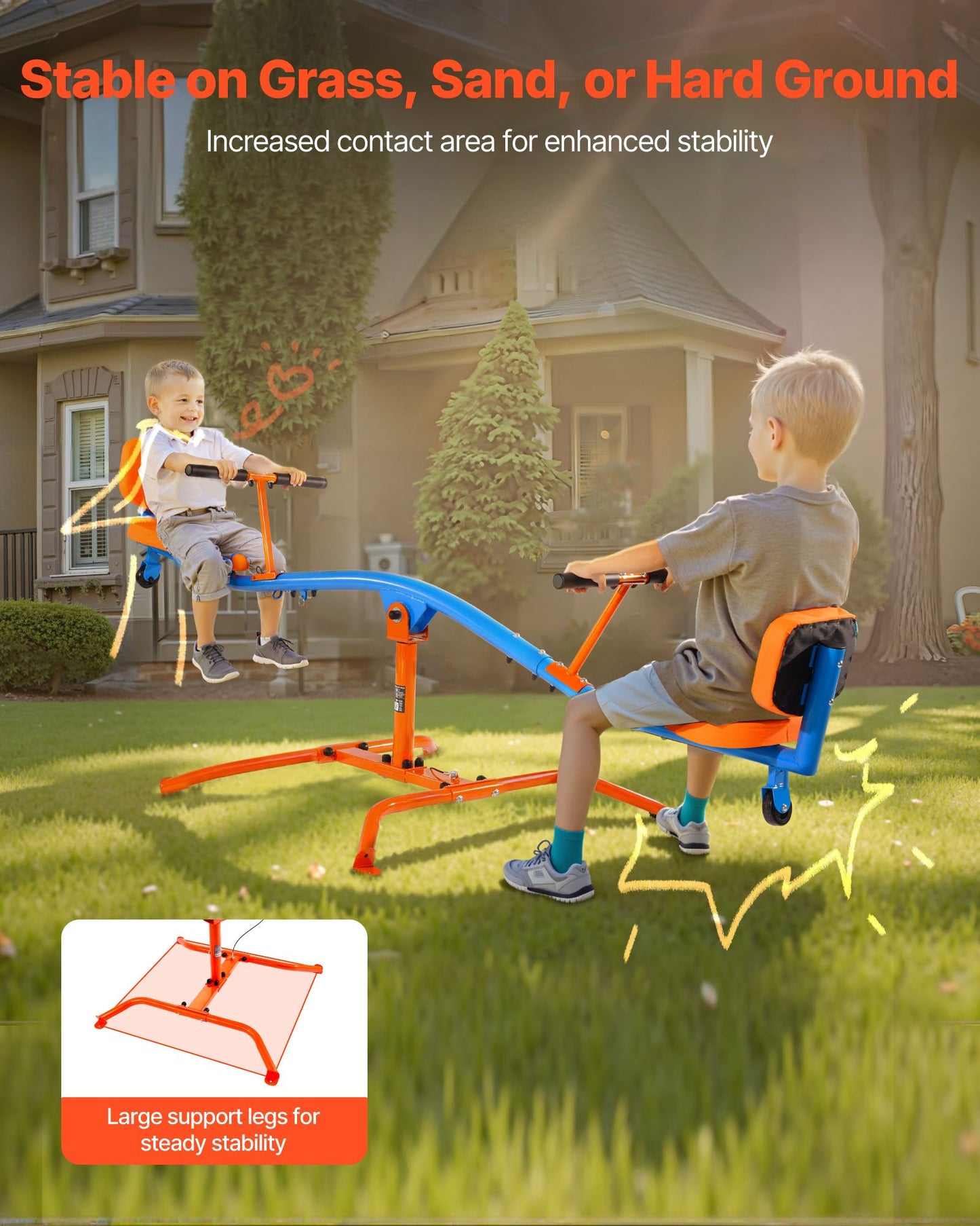 Kids Seesaw 136 kg Capacity 360 Degrees Rotating Teeter Totter Aged 3+ - Image 2