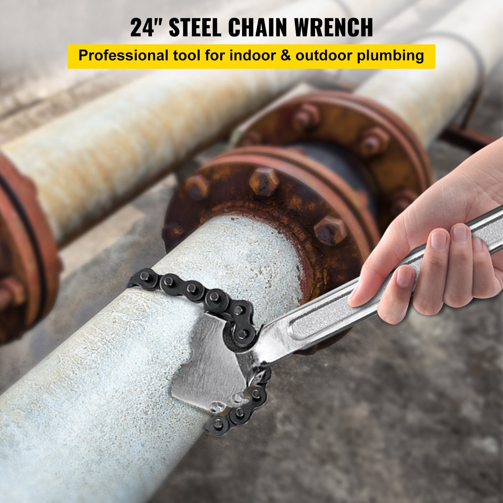 24 Inch Pipe Chain Wrench Heavy Duty 6.7 Inch Chain Wrench - Image 2