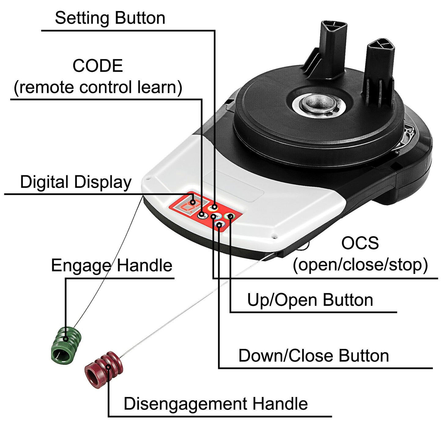 Garage Roller Door Opener, 800 N Lift Force 164 ft Remote Control, 220V Electric Roller Gate Opener, Auto Garage Roller Gate Opener Kit with 2 Remote, Apply for Garage Store - Image 5