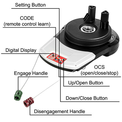 Garage Roller Door Opener, 800 N Lift Force 164 ft Remote Control, 220V Electric Roller Gate Opener, Auto Garage Roller Gate Opener Kit with 2 Remote, Apply for Garage Store - Image 5