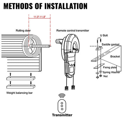 Garage Roller Door Opener, 800 N Lift Force 164 ft Remote Control, 220V Electric Roller Gate Opener, Auto Garage Roller Gate Opener Kit with 2 Remote, Apply for Garage Store - Image 6