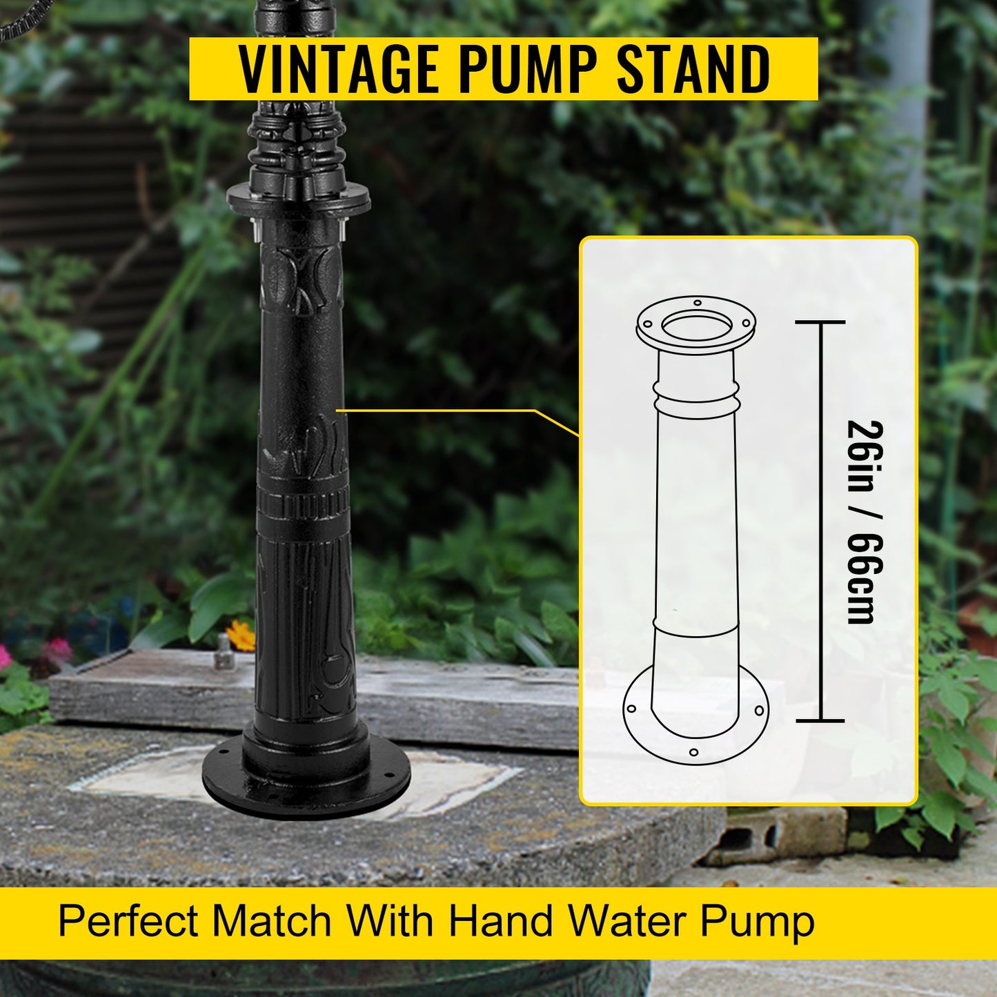 Antique Hand Water Pump Stand Pitcher Pump Stand for Yard Garden Black - Image 2