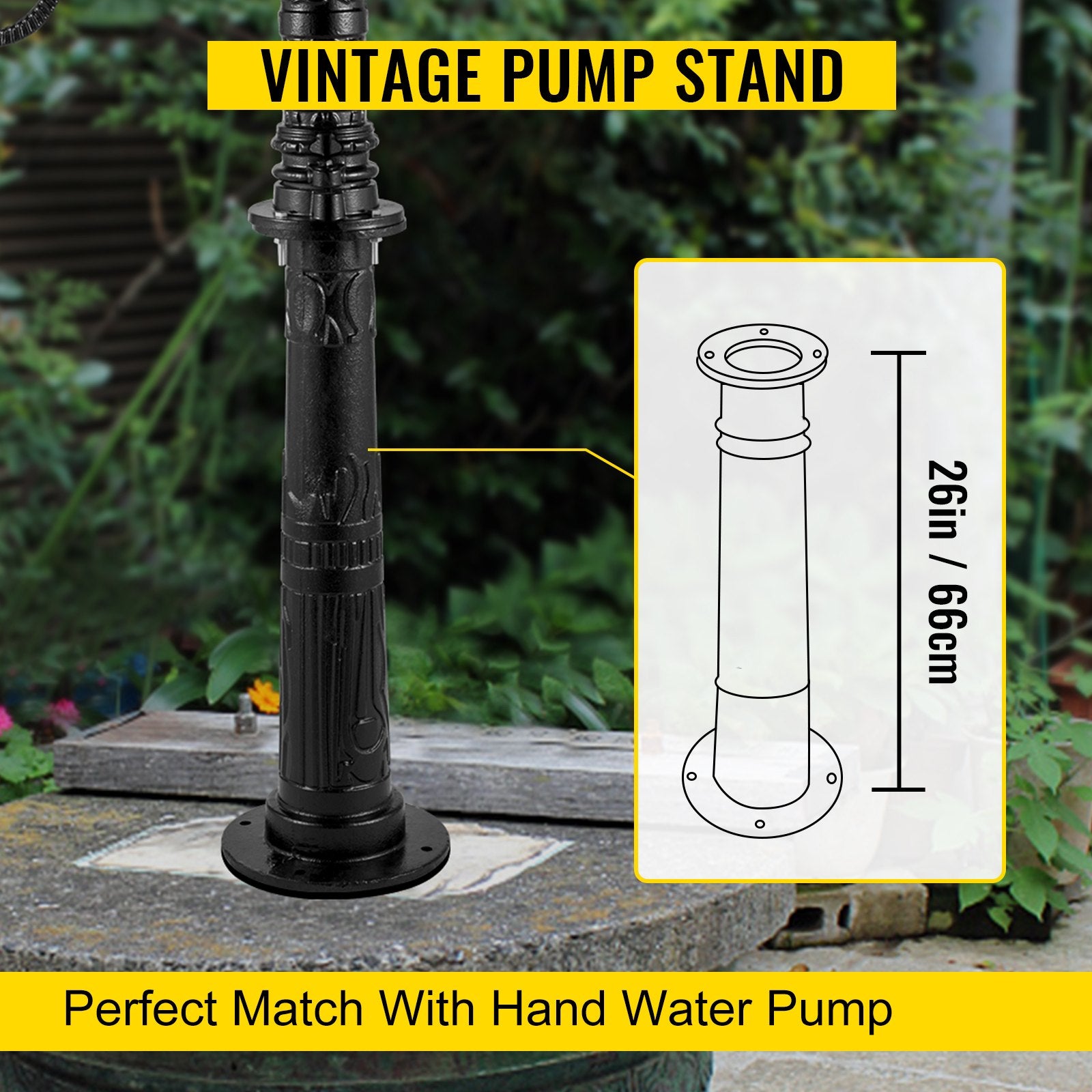 Antique Hand Water Pump Stand Pitcher Pump Stand for Yard Garden Black - Image 2