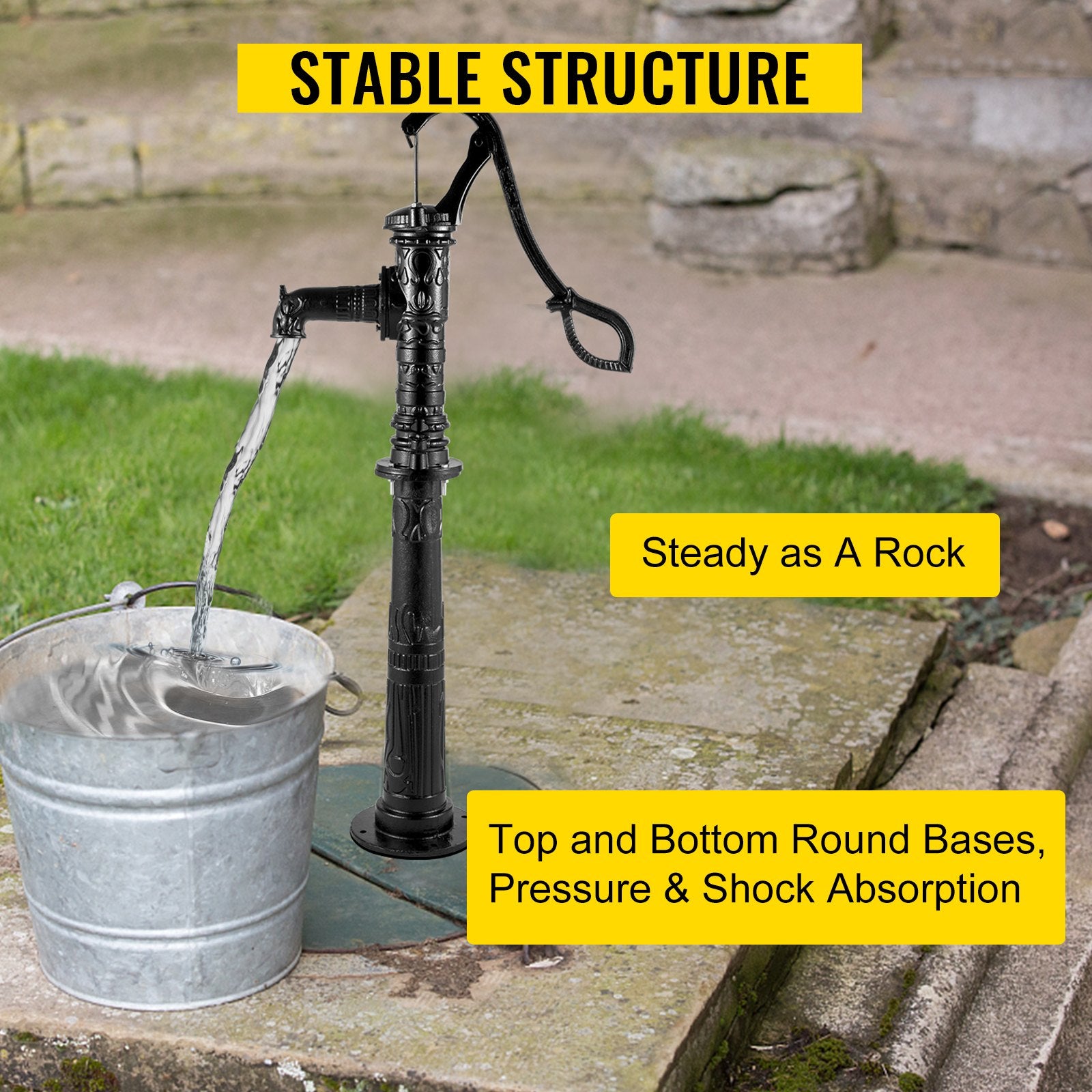 Antique Hand Water Pump Stand Pitcher Pump Stand for Yard Garden Black - Image 6