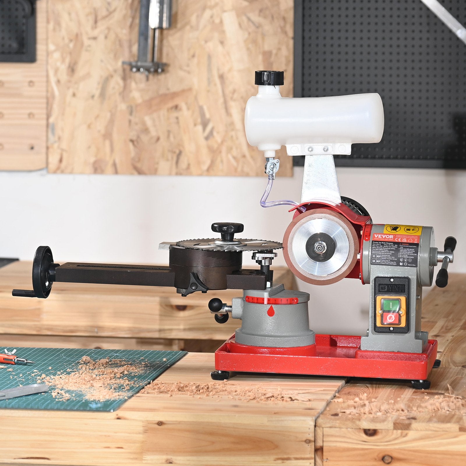 Circular Saw Blade Sharpener, 370W Saw Blade Grinding with Water Injection, Water Injection Circular Saw Blade Sharpening & 6 Saw Centerings, 5-inch Grinding Wheel for Carbide Tipped Saw Blades - Image 8
