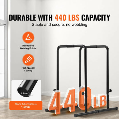 Dip Bars, 200 kg Capacity, Heave Duty Dip Stand Station with Adjustable Height, Fitness Workout Dip Bar Station Stabilizer Parallette Push Up Stand, Parallel Bars for Strength Training Home Gym - Image 2