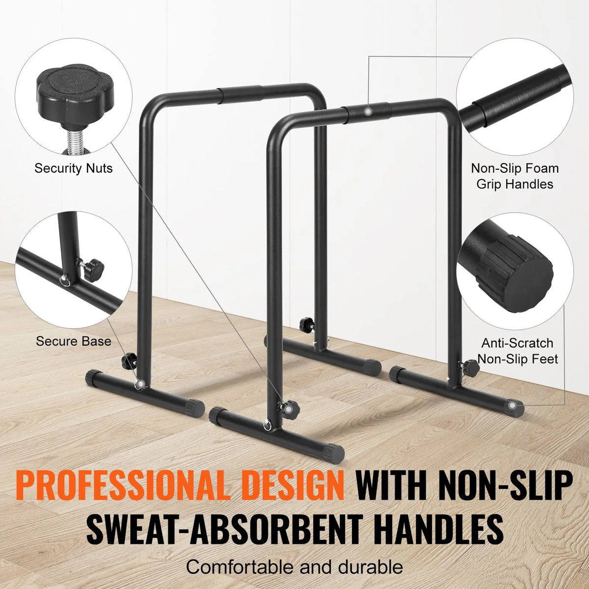 Dip Bars, 200 kg Capacity, Heave Duty Dip Stand Station with Adjustable Height, Fitness Workout Dip Bar Station Stabilizer Parallette Push Up Stand, Parallel Bars for Strength Training Home Gym - Image 5