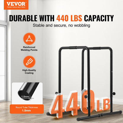 Dip Bars, 200 kg Capacity, Heave Duty Dip Stand Station with Adjustable Height, Fitness Workout Dip Bar Station Stabilizer Parallette Push Up Stand, Parallel Bars for Strength Training Home Gym - Image 2