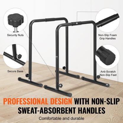 Dip Bars, 200 kg Capacity, Heave Duty Dip Stand Station with Adjustable Height, Fitness Workout Dip Bar Station Stabilizer Parallette Push Up Stand, Parallel Bars for Strength Training Home Gym - Image 5