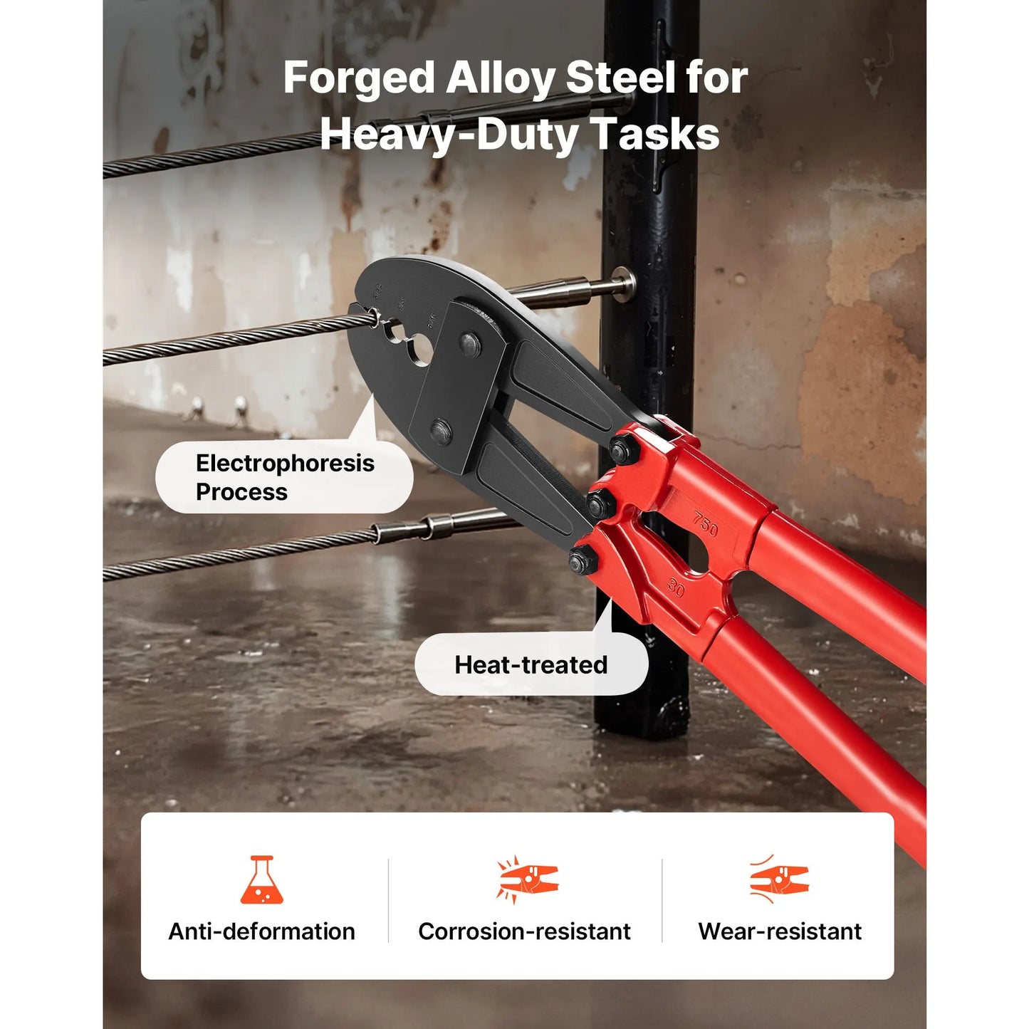 762mm/30" Hand Swager, Swaging Tool for 5/32", 1/4" and 5/16" Aluminum/Copper Sleeves - Image 5