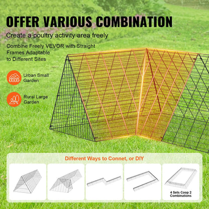 Chicken Tunnels, 729 x 200 x 61.5cm(LxWxH) Chicken Tunnels for Yard, Portable Chicken Tunnels for Outside with Corner Frames, 2 Sets, Suitable for Chickens, Ducks, Rabbits - Image 6