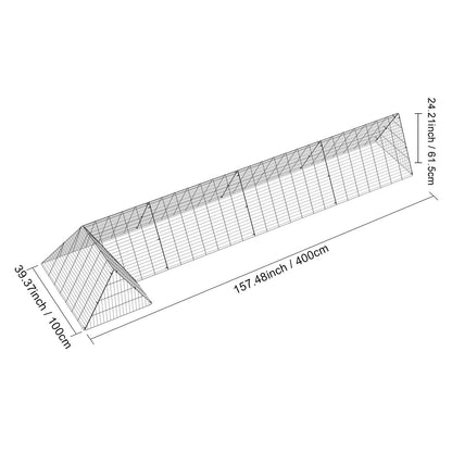 Chicken Tunnels, 400x100x61.5 cm(LxWxH) Chicken Tunnels for Yard, Portable Chicken Tunnels for Outside with Corner Frames, Chicken Coop Run, Suitable for Chickens, Ducks, Rabbits - Image 8