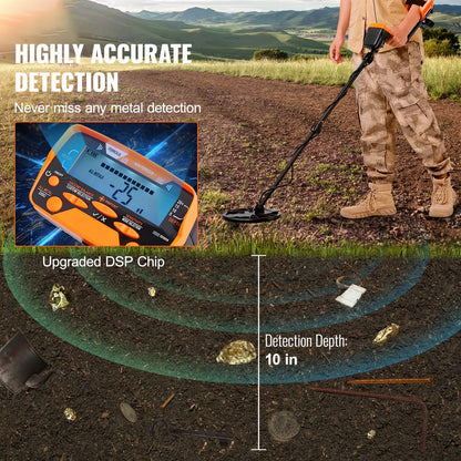 Metal Detector for Adults&Kids, 250mm, Professional Adjustable Higher Accuracy Gold Detector, IP68 Waterproof Coil with LCD Display 7 Modes Advanced DSP Chip, for Detecting Gold Treasure Hunting - Image 2